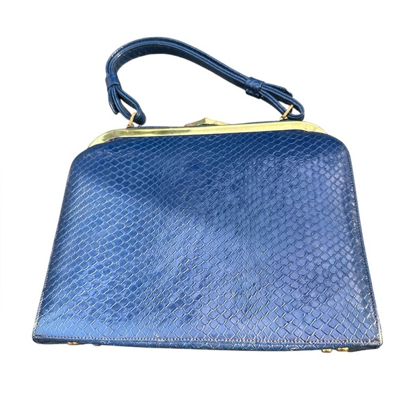 Vintage 60s Susan Gail lizard Kelly kiss lock top handle bag purse - Picture 2 of 11